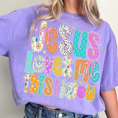 Jesus Loves Me Preppy Alpha Doodle, Violet