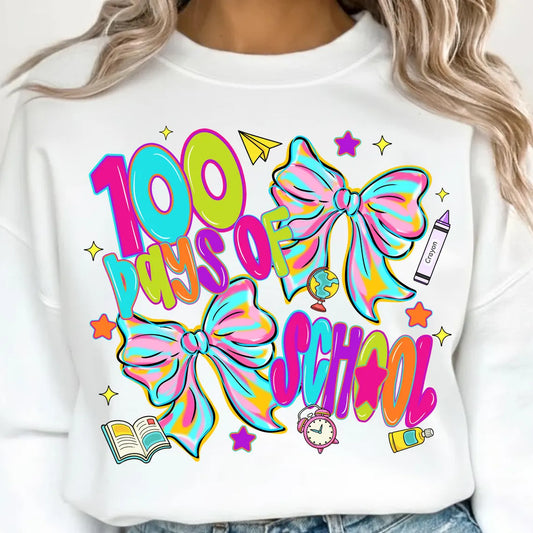 Neon Groovy 100 Days of School Bows