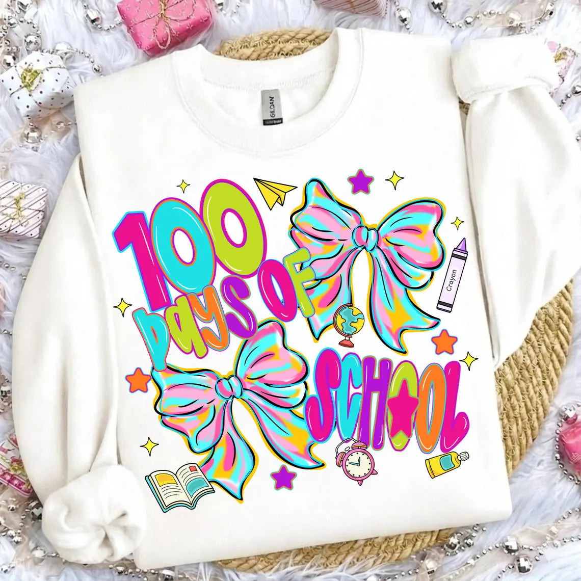 Neon Groovy 100 Days of School Bows