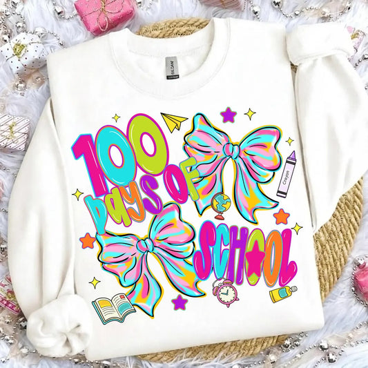Neon Groovy 100 Days of School Bows