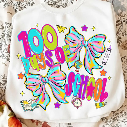 Neon Groovy 100 Days of School Bows
