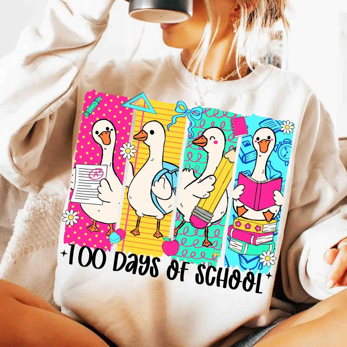 Preppy School Goose 100 Days, Ivory