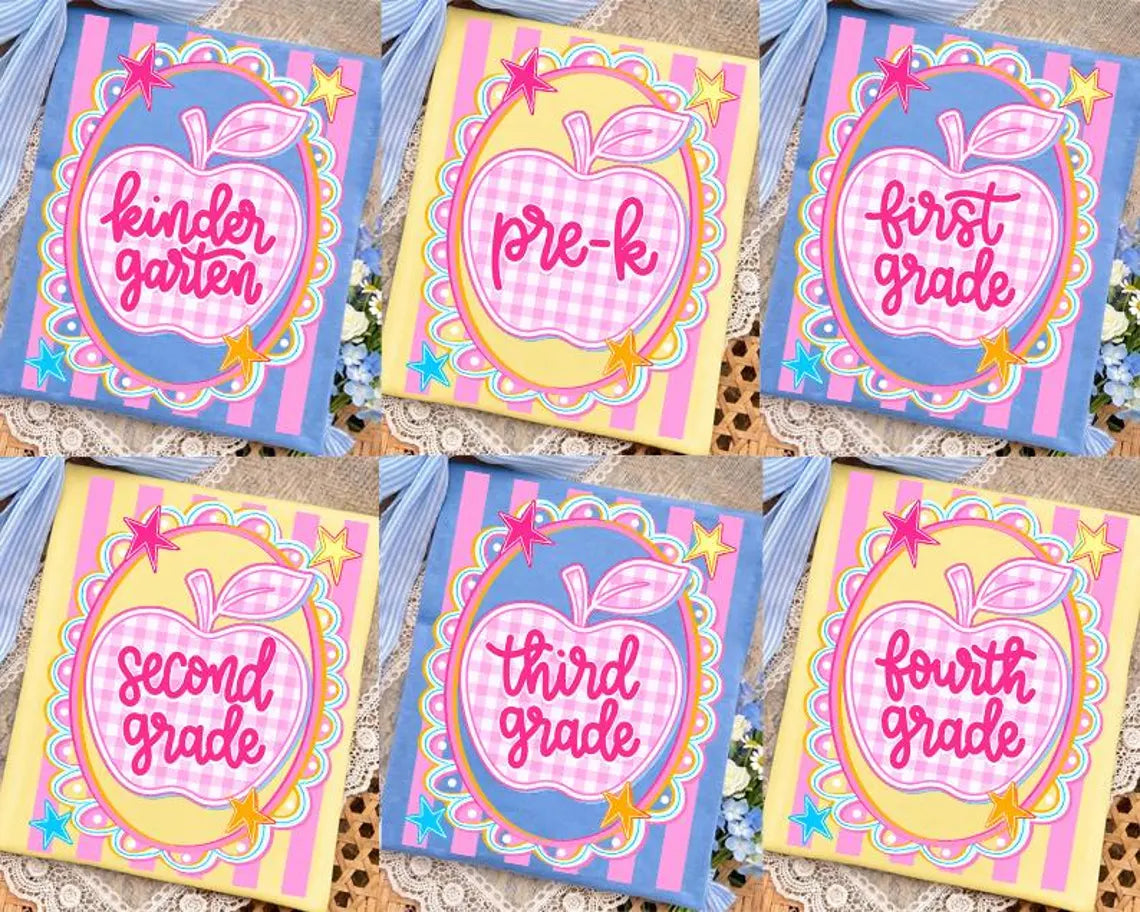 Preppy Plaid Apple Grade Set, Comfort Colors