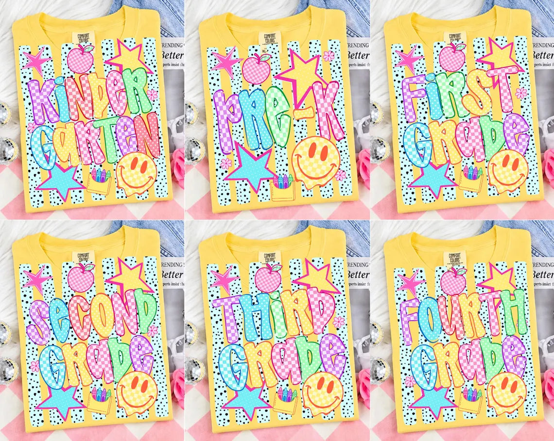 Retro Neon Star Grade Set, Comfort Colors