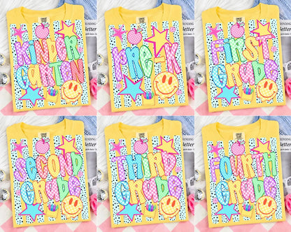Retro Neon Star Grade Set, Comfort Colors