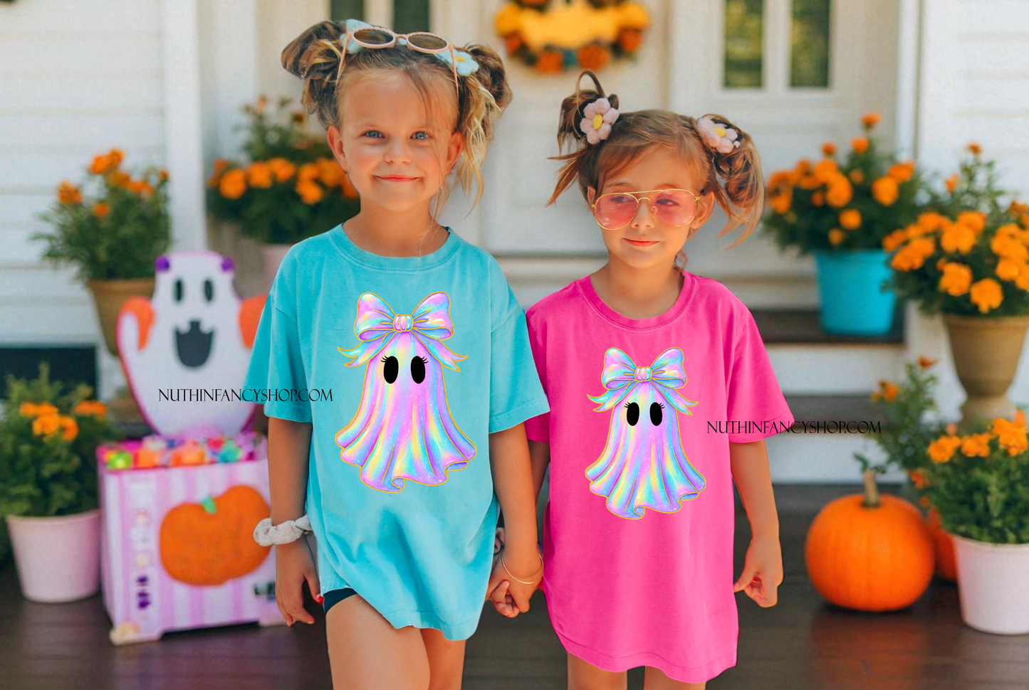 Iridescent Ghost Girly on Neon Pink