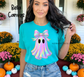 Iridescent Ghost Girly on Turquoise