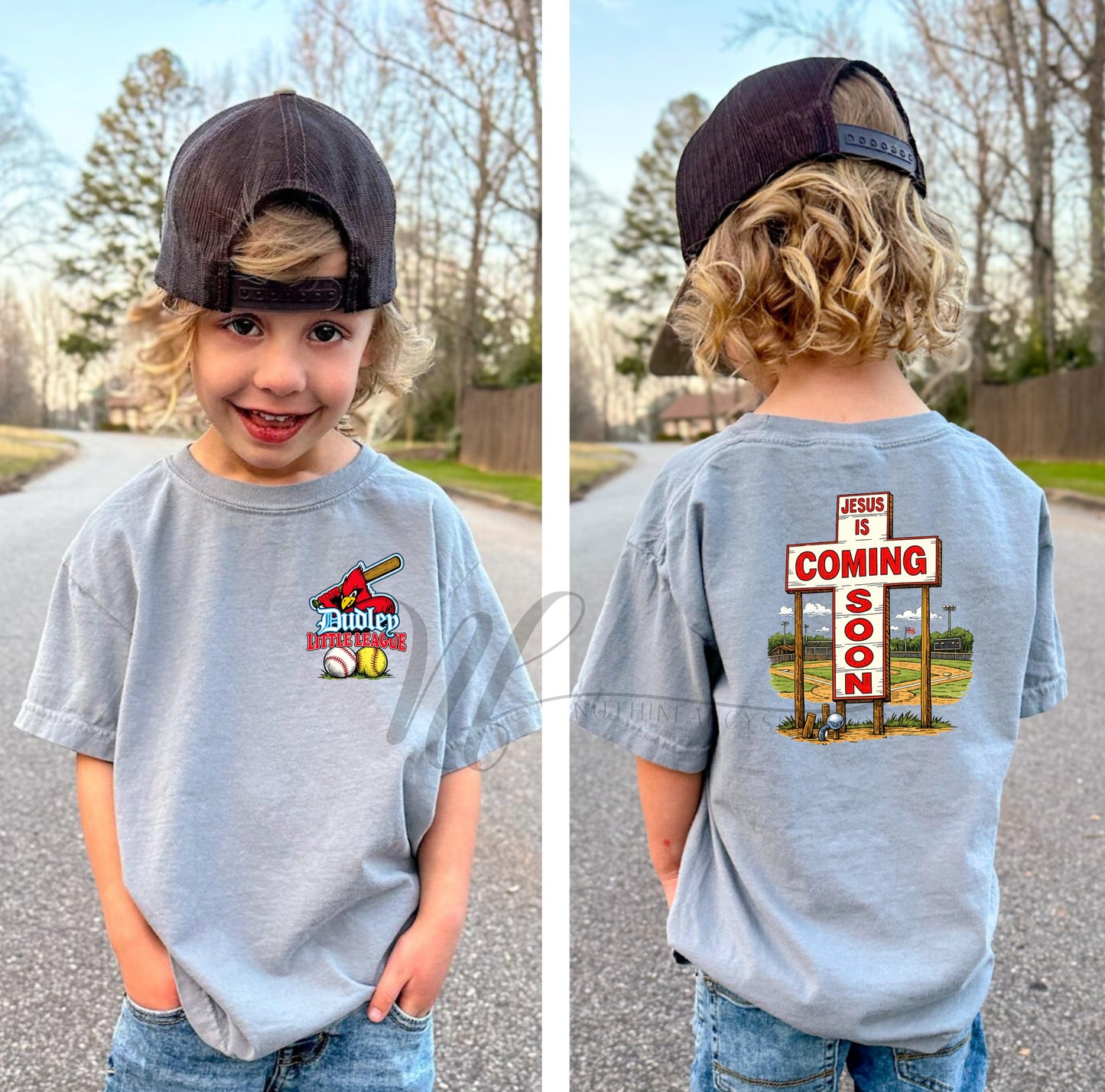 Dudley Jesus is Coming Hand Drawn Cross, Grey