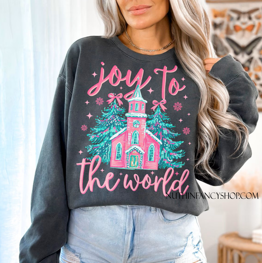 Joy to the World in a Pink Church on Dark Grey