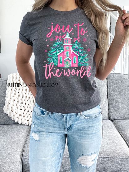 Joy to the World in a Pink Church on Dark Grey