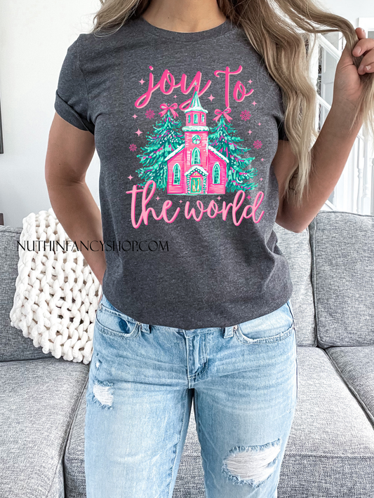 Joy to the World in a Pink Church on Dark Grey