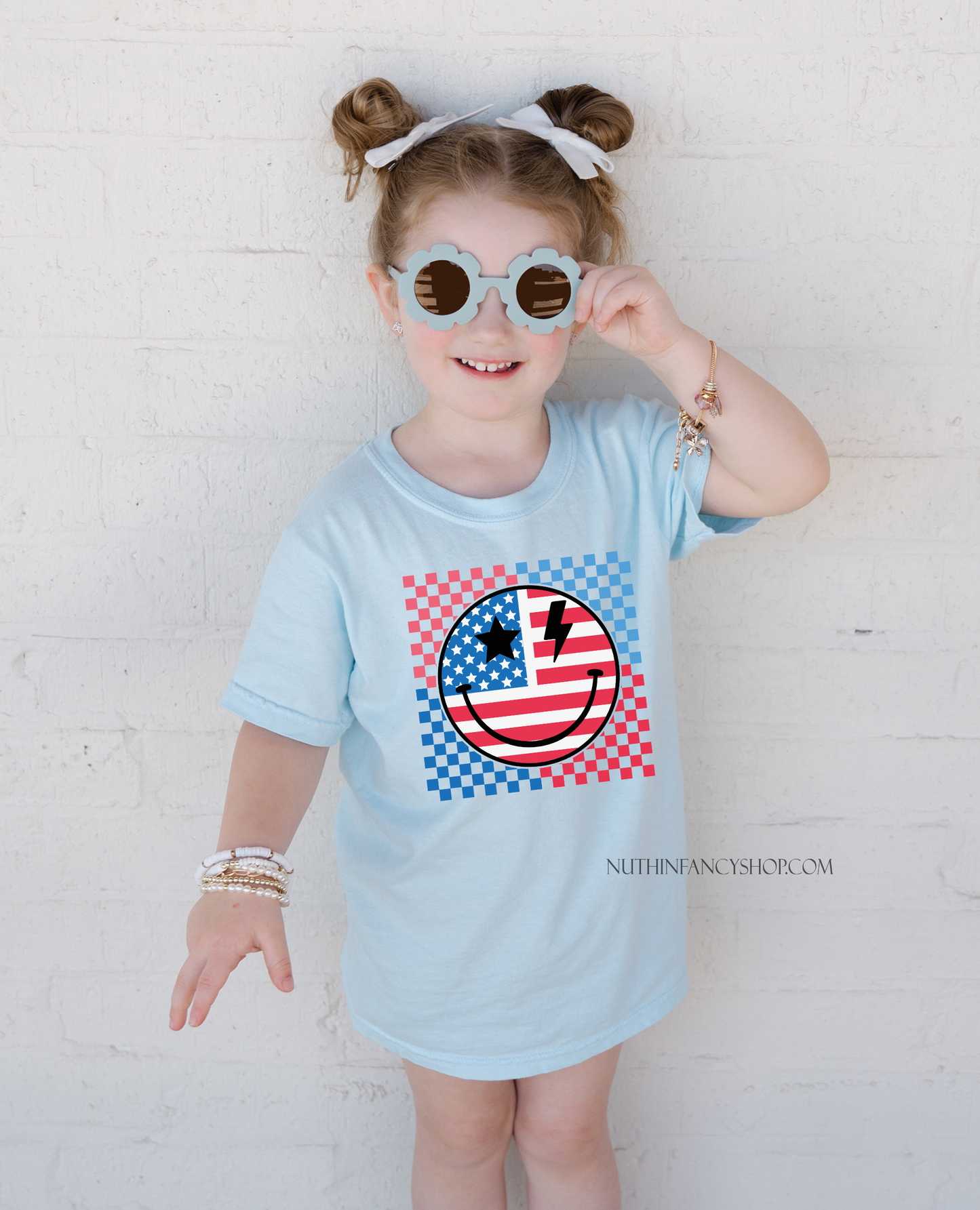 Checkered Patriotic Happy Face