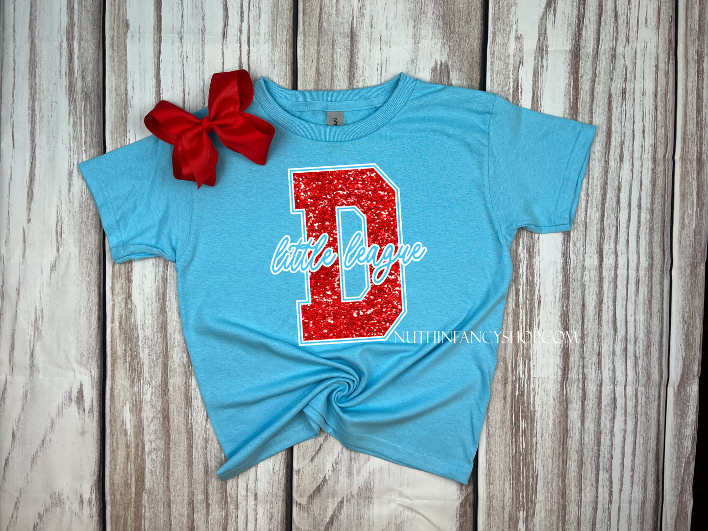 Dudley Little League Red FAUX Glitter, BRIGHT BLUE