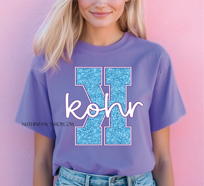 KOHR Blue Faux Glitter on Purple