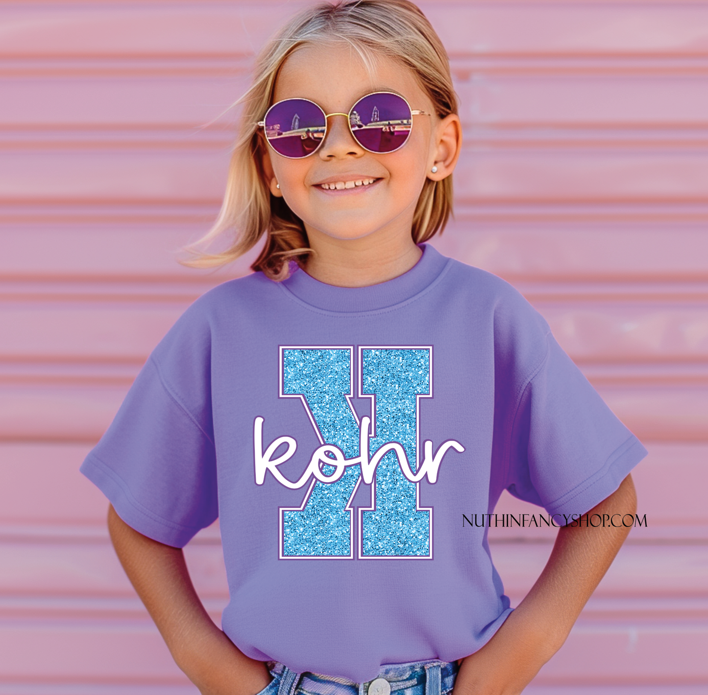 KOHR Blue Faux Glitter on Purple