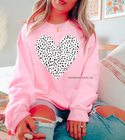 Distressed Dalmatian Heart Light Pink