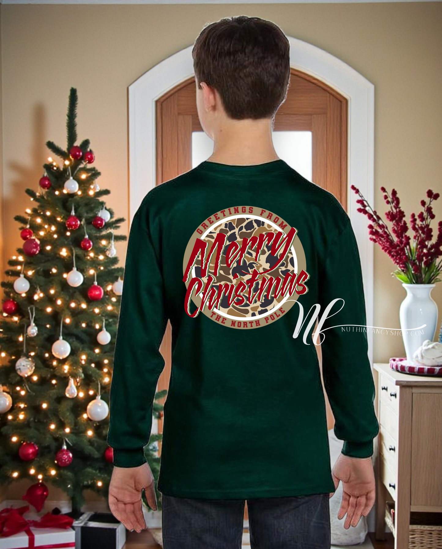 Merry Christmas Camo on Green