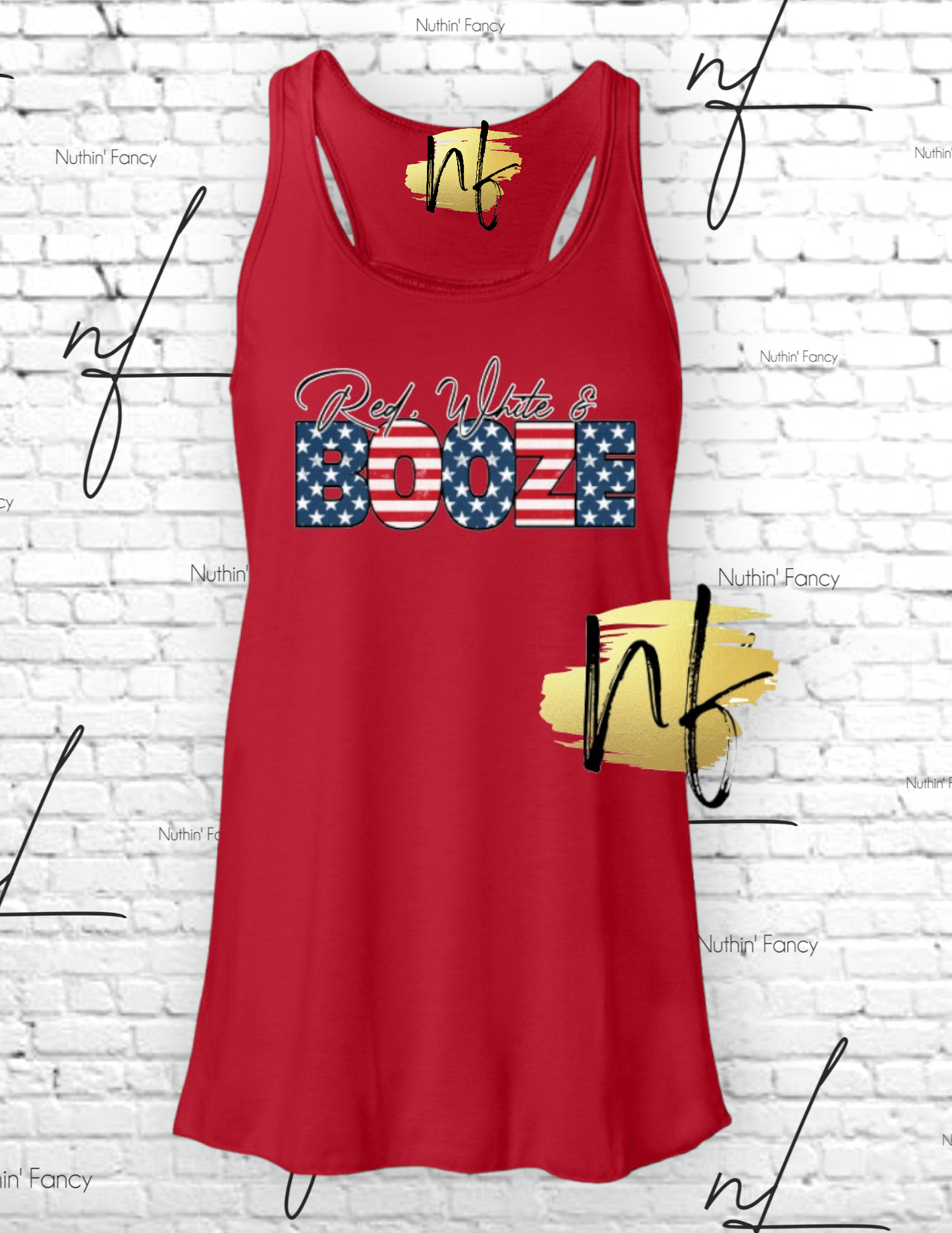 Red White and Booze Racerback Tank