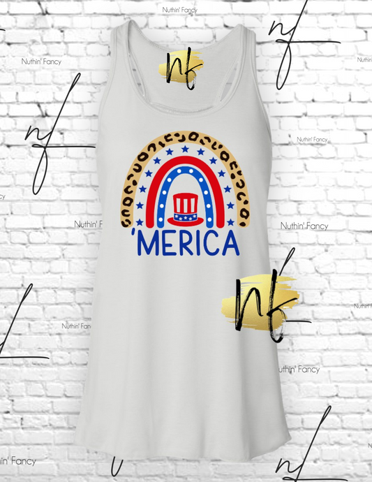 Merica Leopard Rainbow Racerback Tank