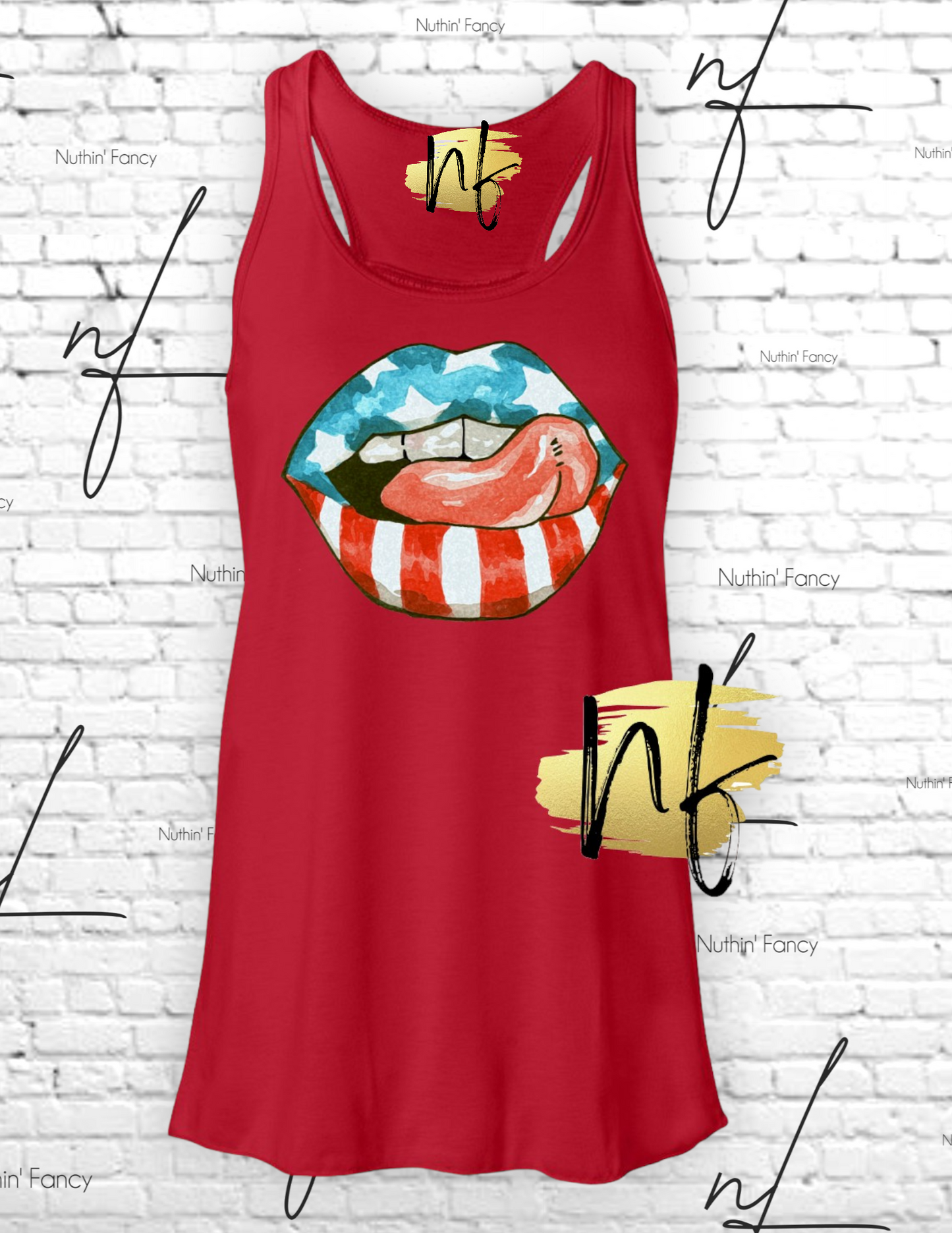 Patriotic Lips Racerback Tank