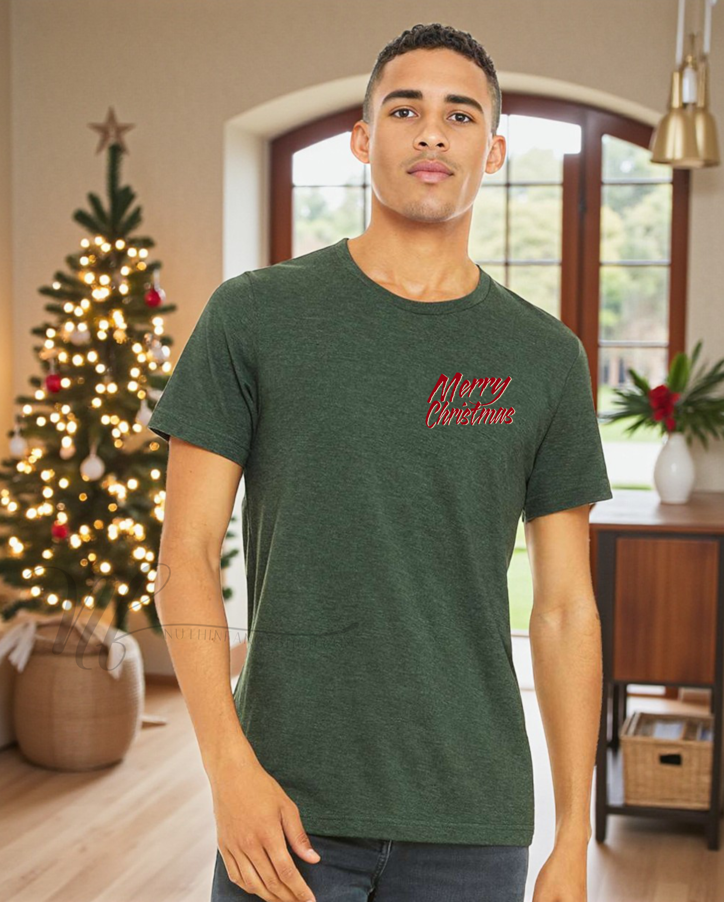 Merry Christmas Camo on Green