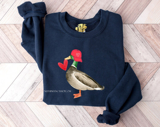 Navy Backwards Hat Heart Mallard