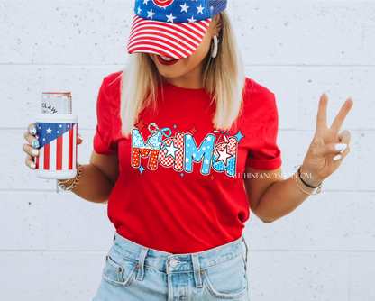 MAMA Patriotic Doodle on Red