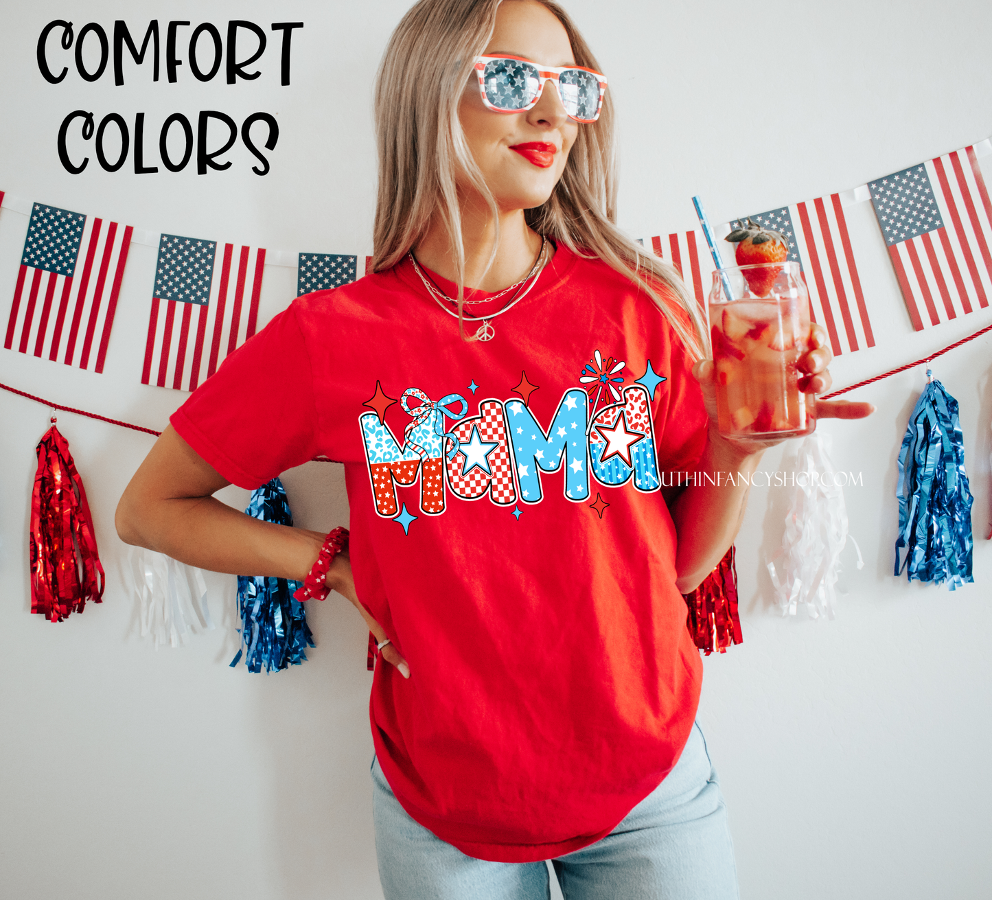 MAMA Patriotic Doodle on Red