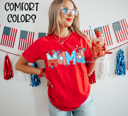 MAMA Patriotic Doodle on Red