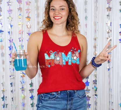 MAMA Patriotic Doodle on Red