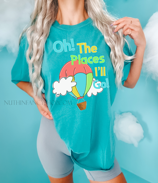 Places I'll Go Watercolor Balloon on Seafoam