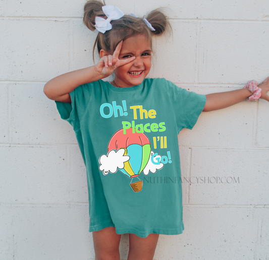 Places I'll Go Watercolor Balloon on Seafoam