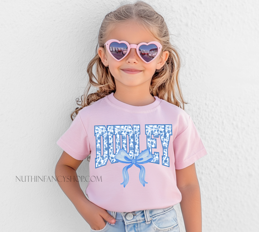 Dudley Preppy Blue Floral on Light Pink