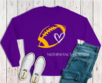 Purple and Gold Football Heart