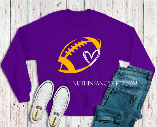 Purple and Gold Football Heart