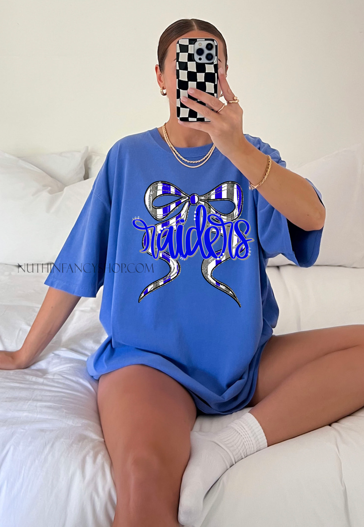 Raiders Hand Drawn Bow on Royal