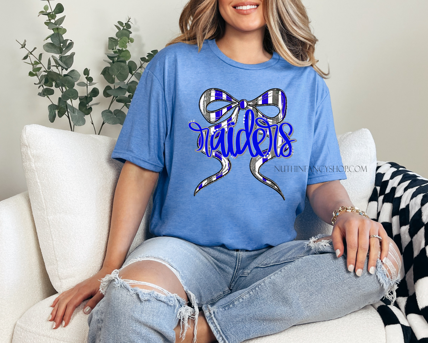 Raiders Hand Drawn Bow on Royal