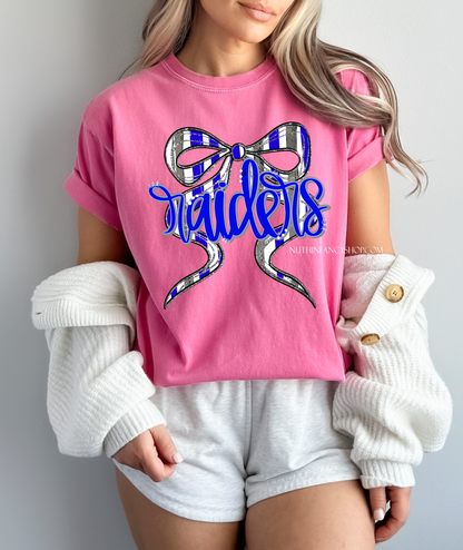 Raiders Hand Drawn Bow on Pink