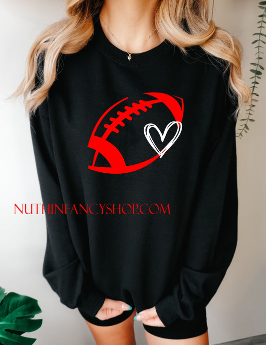 Red and Black Football Heart