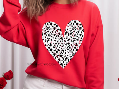 Distressed Dalmatian Heart Red