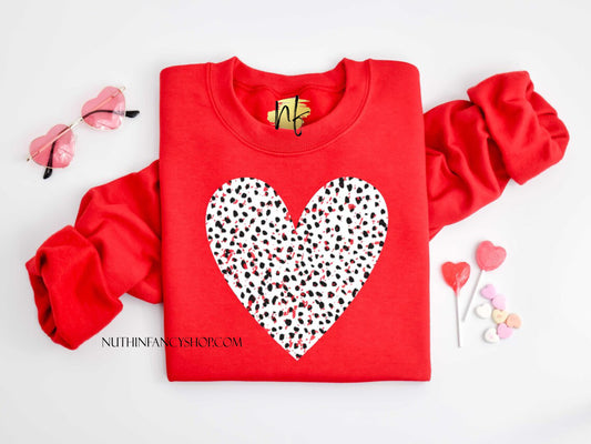 Distressed Dalmatian Heart Red