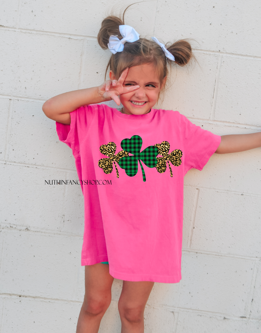 Leopard Shamrock Trio Hot Pink