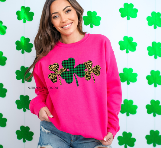 Leopard Shamrock Trio Hot Pink