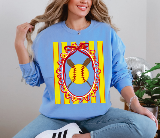Striped Softball Coquette on Blue