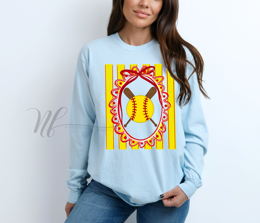 Striped Softball Coquette on Blue