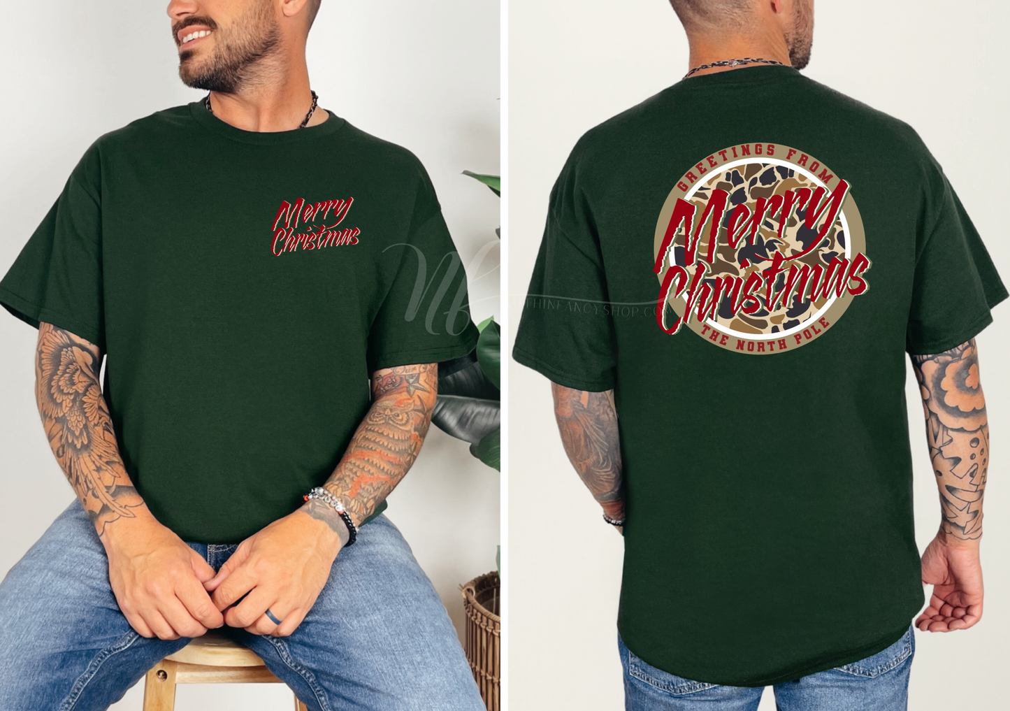 Merry Christmas Camo on Green