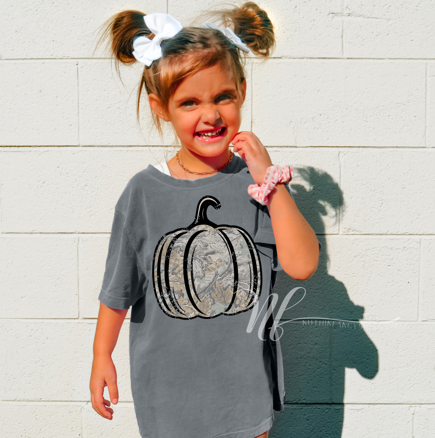 Vintage Camo Pumpkin on Grey