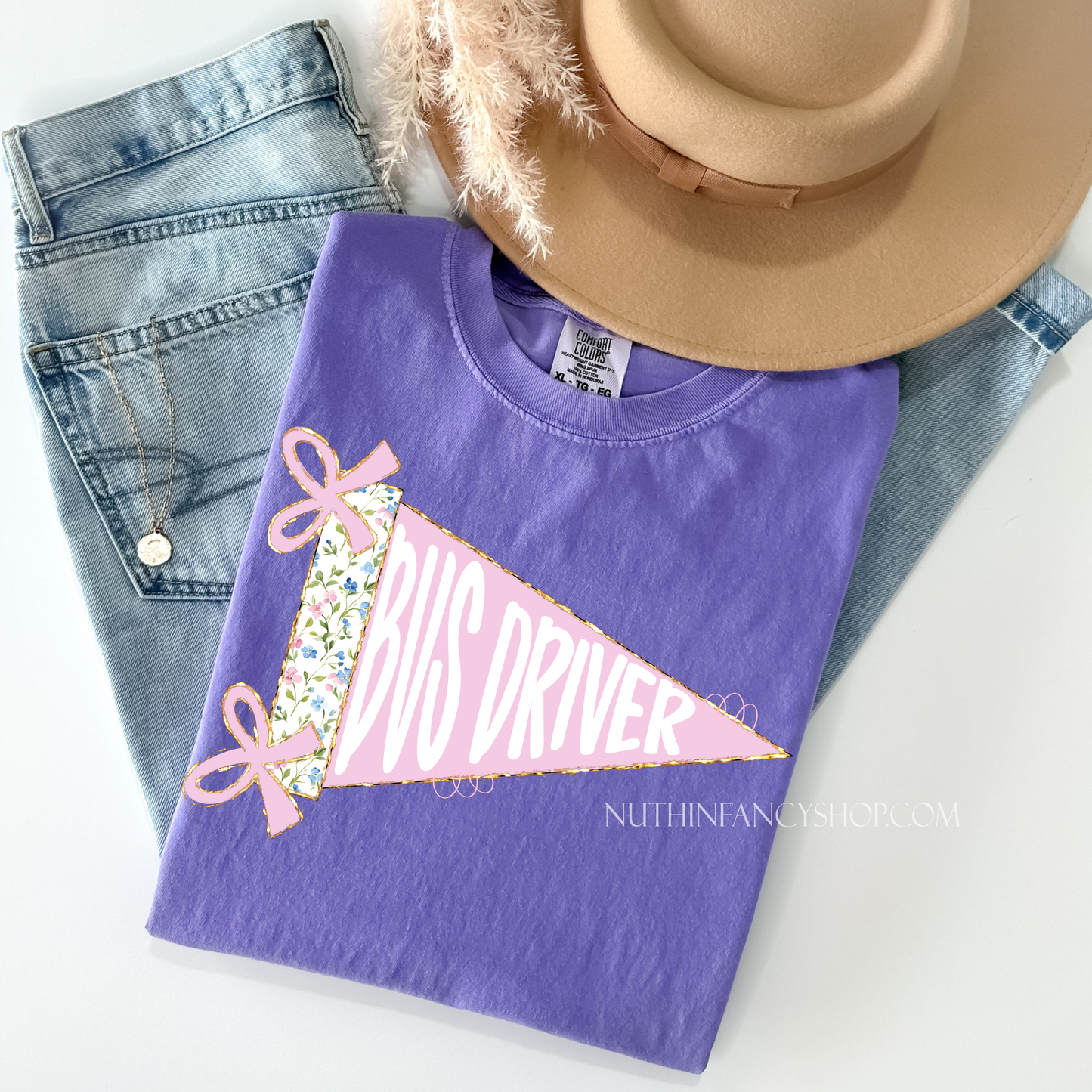 Floral Preppy BUS DRIVER Pennant on Violet