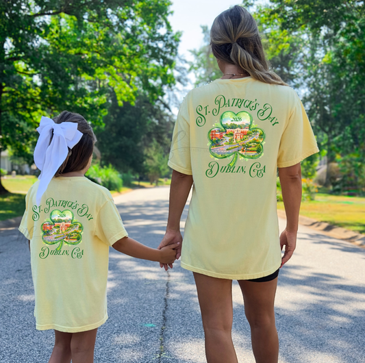 Dublin Watercolor Shamrock on Yellow