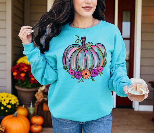 Watercolor Floral Pumpkin